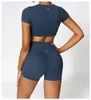 AL Women Yoga Suit Zestaw dwuczęściowy krótki + Shor Ruszt Running Solid Kolor Fitness Running Short TZ8519