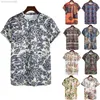 Mens T Shirts Summer 2023 T-shirt Casual Cotton and Linen Print Hawaiian kortärmad skjorta Street Retro Clothing Camisas M-3XL