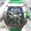 Reloj de pulsera masculino RM reloj de pulsera RM11-01 esfera con mecanismo al descubierto titanio reloj para hombre reloj mecánico automático cronógrafo