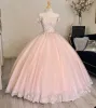 Светло-розовый Sweet 16 Quinceanera платья 3D аппликация из бисера корсет с вырезом в форме сердца Vestidos De 15 бальное платье платье для особых случаев