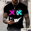 Homens camisetas Mens Casual Curto-Sved Hip-Hop Face 3D Impressão Blusa Plus Size Plover T-shirt 2022 Gota Entrega Vestuário Roupas Te Dhbzd