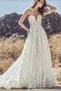 Calla Blanche Beach Wedding Dresses Sweetheart Lace Appliqued Sweep Train Boho Wedding Dress A Line Custom Made Vintage Bridal Gowns