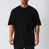 Oversized solto fitness casual mens camiseta streetwear hip hop roupas esportivas ginásio musculação tshirt verão malha rápida secagem t 240321