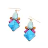 Boucles d'oreilles pendantes en pierre synthétique bleue bohémienne pour femmes, bijoux en forme de fleur/poisson/larme, Style coréen, vente en gros, Lots en vrac