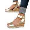 Pantoufles coincer sandales de poisson bouche ouverte ouverte femme sangle sandales en caoutchouc golden bretelles pu chaussures dame chaussures à talon solide d25