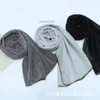 New Silver Silk Black Gold Stripe Wrapped Headband Versatile Spring and Autumn Solid Color Breathable Womens Scarf Shawl