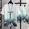 Costume d'été de styliste, T-shirt et short, deux pièces respirantes, nouveaux produits en soie glacée, explosions répertoriées.91pu