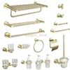 Towel Rings Gold Bathroom Accessories Towel Bar Rail Shelf Toilet Brush Holder Wall Mount Paper Holder Robe Hook Soap Dispenser Towel Ring 240321