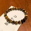 Bangle Retro Fashion Natural Stone Tiger-eye Beaded Bracelet For Women Men Couple Niche Design Party Jewelry Cosplay Gifts
