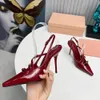 Designer nette schoenen slingback sandalen taps toelopende hak pumps 5,5 cm kitten hakken leren zolen feest bruiloft diner schoen