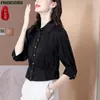 S-3XL Court Crop Tops Blouses Mode Femmes Travail Bureau Lady Solide Rouge Noir Vert Volants Ventre Peplum Top Chemises De Base 240321