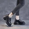 Scarpe eleganti EAGSITY Sneaker da donna con tacco largo in pelle di mucca con plateau e lacci quadrati