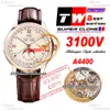 Historiques Triple Calendrier 3100V A4400 Automatisk herr Titta på TWF 40mm Moonphase Rose Gold Beige Dial Brown Leather Super Edition Puretime Reloj Hombre PTVC