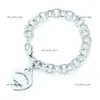 Tiffancy Armband Designer Classic Tiffanybracelet S925 Sterling Silber Doppelplattenanhänger mit Tropfenkleber Diamantbeschichtetes Herzarmband Tiffanyset Fashion 562