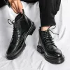 Botas British Style Platform Work Shoes Sapatos Brogue Men Boots Tamanho 3844