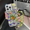 3D lämnar djurfodral för iPhone 15 Plus 14 Pro Max 13 12 11 XR XS X 8 7 6 Luxury Bling Rhinestone Hard PC TPU Shinny Diamond Crystal Lady Phone Cover med rem