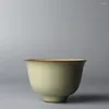 Стаканы Китайская чашка кунг-фу 1 шт. плоская чашка 3 унции керамические чашки чая ручной работы цвета морской волны фарфоровая посуда для напитков лунно-белая глазурь