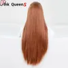 fashion 13*4 Synthetic Hair Front Lace Wig Glueless Heat Resistant Fiber Hair Natural Hairline Free Parting Women long Straight Korean high temperature fiber hair