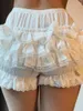 Womens Shorts Women Y2k Cute Lace Lolita Bottoms Ruffles Frill Mini Short Pajama Pants Lounge