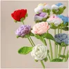Couronnes de fleurs décoratives 5 pièces/sac, Bouquet de tricot à faire soi-même, fleur de rose tricotée à la main, faux tricot, cadeaux de Table pour la maison, livraison directe, fête de jardin Ot32K