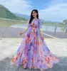 Plus size bohemien strand zonnejurk vliegende kleding chiffon losse elegante vestido gewaden dame vakantie prom lange jurk riem welke 240320