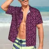 Men's Casual Shirts Pink Leopard Hawaii Shirt Men Vacation Animal Fur Print Short-Sleeve Streetwear Graphic Loose Oversize Blouses