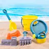 Sand Play Water Fun 6st Children Summer Beach Toys Set Sand Plastic Bucket Watering Bottle Shovels Kids Beach Water Game Toys Tools 240321