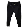 Men's Jeans designer pure black men jean spring style comfortable elastic slim fit small feet Plush trendy pants