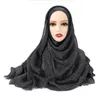 Abbigliamento etnico Scialle scintillante scintillante Sciarpa hijab musulmana per le donne Foulard a pieghe Avvolge Fasce per capelli Turbante islamico Bandana Foulard solido