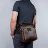 Bag Nesitu High Quality Vintage Small Brown Thick Genuine Crazy Horse Leather Men Messenger Bags Shoulder M1063