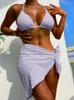 Damenbadebekleidung Sarong Strand Cover Up Rock Faltige Perlen Bikini Frauen Weiblicher Badeanzug Dreiteiliges Set Badeanzug Schwimmen Dame