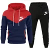 Högkvalitativ herrdräkt Fashion Casual Tracksuit 2 -delad hoodie pullover sportkläder tröja jogging set