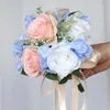 Decoratieve bloemen Bruiloft Kunstmatig Blauw Roze Klein bloemboeket Simulatie