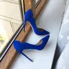 Pumps Tikicup Solid Royal Blue Women Curl Cut Flock Pointy Toe High Heel Shoes 8cm 10cm 12cm Elegant Faux Suede Stiletto Pumps