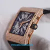 Top RM Watch Titanium Watch RM016 Rose Gold Diamond Full Hollow Black Carbon Fiber Dial Swiss Famous