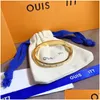 Bangle Designer Bangles Pulseira Mulheres Mãe de Pérola Luxo Charme Pulseiras 18K Banhado A Ouro Ss Pingente Carta Jóias Inoxidável St Dhjes