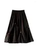 Faldas de mujer falda color café Vintage coreano A-Line Harajuku Kawaii Y2k 90s estética elegante moda larga 2000s ropa 2024