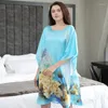 Kvinnors sömnkläder Kvinnor Silk Robe Sleep-shirt Kvinnlig överstorlek för Dams Nightgowns 16m/m tryckt Real Sleeping