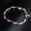 Charmarmband toppkvalitet Fashion Luxury Red CZ Crystal för kvinnor 925 Sterling Silver Silvercharm Bangle Jewelry Gift