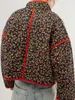 Kadın Ceketleri Kadın Kırpılmış Çiçek Kapiteli Ceket Vintage Etnik Stil Hafif Puffer Ceket Y2K Açık ön yastıklı dış giysiler