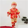 Vêtements ethniques Baby Boys Style chinois Brodé Hanfu Tops Pantalons Chapeau Ensembles Tang Costume Enfants Année Anniversaire Tenues Oriental Drop Deliv Ot6J5