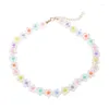 Choker Flower pärlor halsband gradientfärgade kedja pärlor festtillbehör för kvinnor flickvän d0lc
