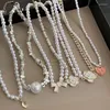 Anhänger Halsketten Retro Perlenkette Kamelie Tulpe Schmetterling Französisch Ins Stil Design Barock Elegante Pullover Kette Fee Zubehör