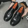 Casual Shoes Brand Black Leather Tassel For Men Thick Bottom Punk British Style Design Career Platform Perfect Daily Wear