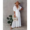 Сексуальные накидки, длинное белое платье-туника, повседневное летнее пляжное платье, женское пляжное платье больших размеров, пляжная одежда, женская одежда 166