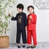 Etnische kleding lente herfst broek met lange mouwen Tangkostuum Chinese vintage Hanfu traditionele oude kledingprestaties voor kinderen