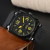 Bell Wristwatches For Men 2024 New Mens Watches Rubber Strap Three Needles Automatic Mechanical Watch High Quality Top Luxury Brand Mens Fashion Br Montre De Luxe