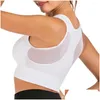 Yoga-outfit Dames Zachte sportbeha Draadtraining Middelhoge impact Fitness Schokbestendig Lange lijn Workout Sneldrogend Verwijderbare vulling Mesh Cut Drop Otahg