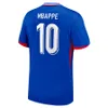 Fans Player Version Maillots de Football 2024 2025 Franska lag Soccer Jerseys Euro 24 Fotbollskjortor Mbappe Griezmann Maillot de Foot Kit Shirt Men Kids Sets