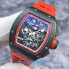 TOP RM Watch Titanium Watch RM011-FM Midnight Fire Limited Edition 88 Black and Red Color Hollowed RM011